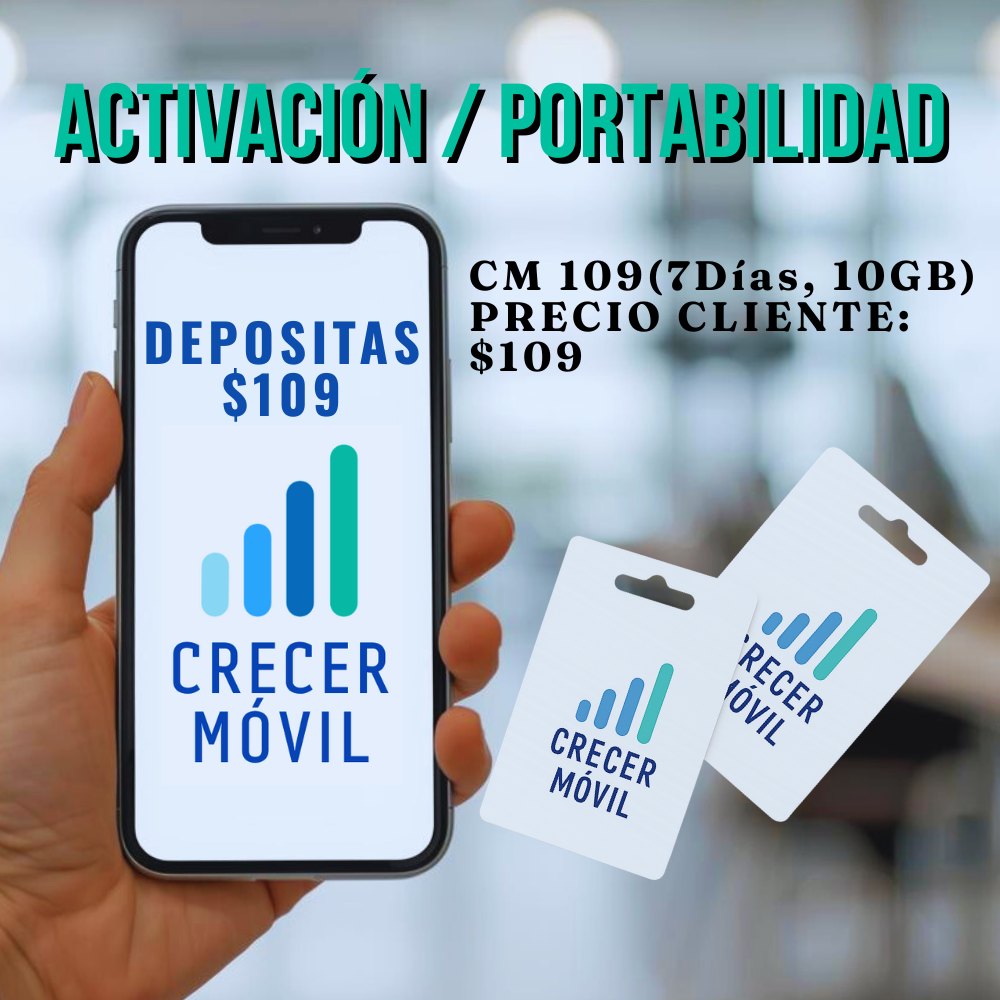 CM 109 (7 días, 10GB) – ACTIVACIÓN / PORTABILIDAD